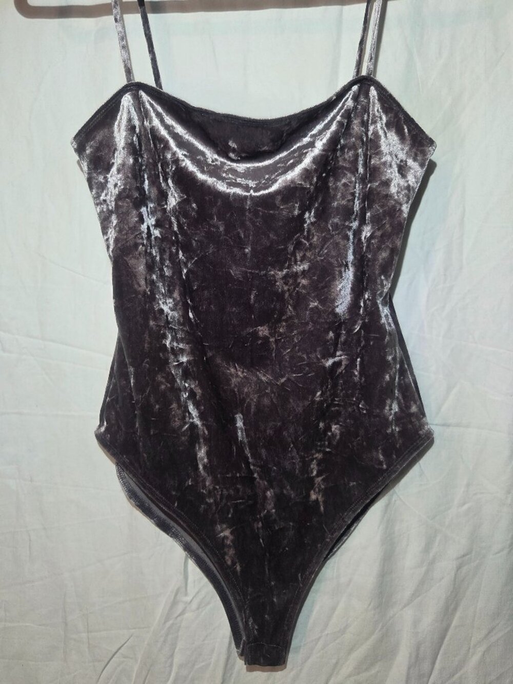 Forever 21 Silver/Gray Velvet Bodysuit